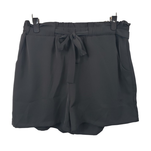 Racheal 2XL Black Shorts Women's Elastic Waist Tie Front Pockets Dressy / B62 - Picture 1 of 6